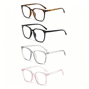 Women's 4-Pack Blue Light Blocking Eyeglasses - Multi-Color Fashion Frames, Retro Leopard Pattern, Comfortable for Office Screen Viewing & Casual No-Makeup Wear
