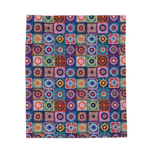 Velveteen Plush Blanket, Cozy Home Decor, Granny Square Throw, Warm Winter Blanket, Soft Couch Blanket, Holiday Gift