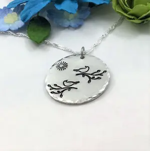 Bird On Branch Necklace, bird watcher, gardener, nature lover, handmade