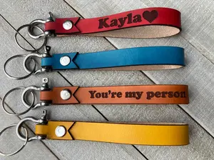 Custom Leather Wristlet Keychain | Personalized Keychain Gift, Stocking Stuffer, Name or Initials engraving for perfect personal gift