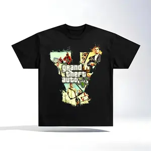 Grand Theft Auto V Retro Video Game Graphic T-Shirt, Open World Crime Action Gamer Tee for Men Women