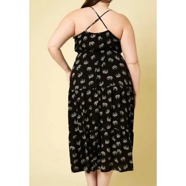Elephant Print Midi Dress - TikTok Shop