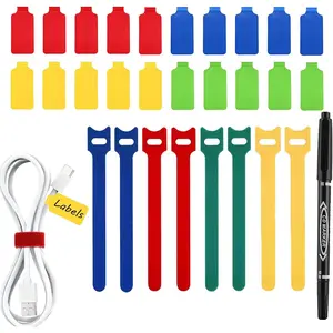 80 Pack   Labels & Cord Organizer Kit - 40 Color-Coded Write- Wire Tags with -Tip Marker + 40 Ties for  Office Electronics Management,  Tags, Cord Labels, Wire Label