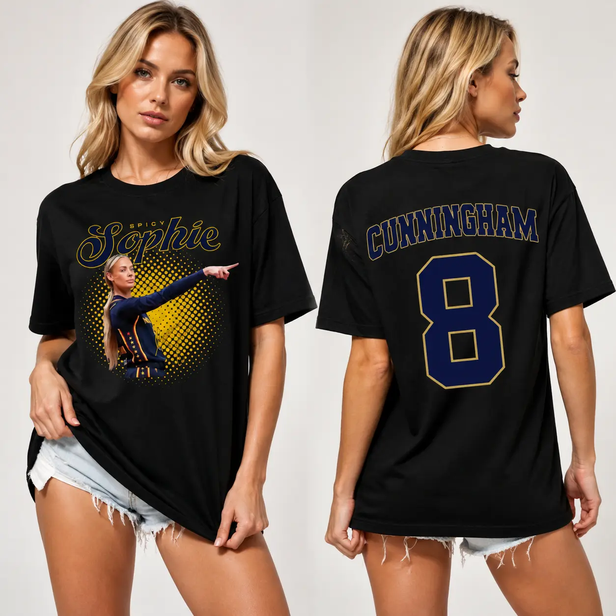 Men's Unisex Sophie Cunningham #8 Double-Sided Short-Sleeve Oversized Graphic Tee, Menswear Casual Basketball Fan T-Shirt, Game Day Streetwear Gift, Shortsleeve, Men's T Shirts, Oversized Tee, Machine Wash, Tops, Gift For Fans, Cotton, Printed, Sports tee