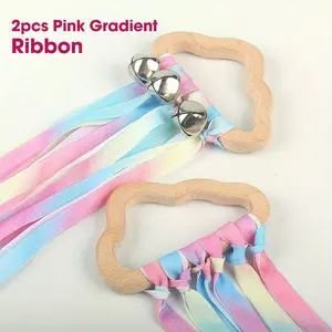 Colorful Ribbon Streamer, 2 Counts/set Handheld Ribbon Wand Bells, Dance Performance Art Ribbon, Birthday Party Supplies, Party Decor
