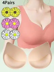 Women's Thick Pads, 3 Disposable Daisy Print Breast Pads, Breathable Sponge Cup Inserts, Suitable for Bras, Tank Tops, Camisoles