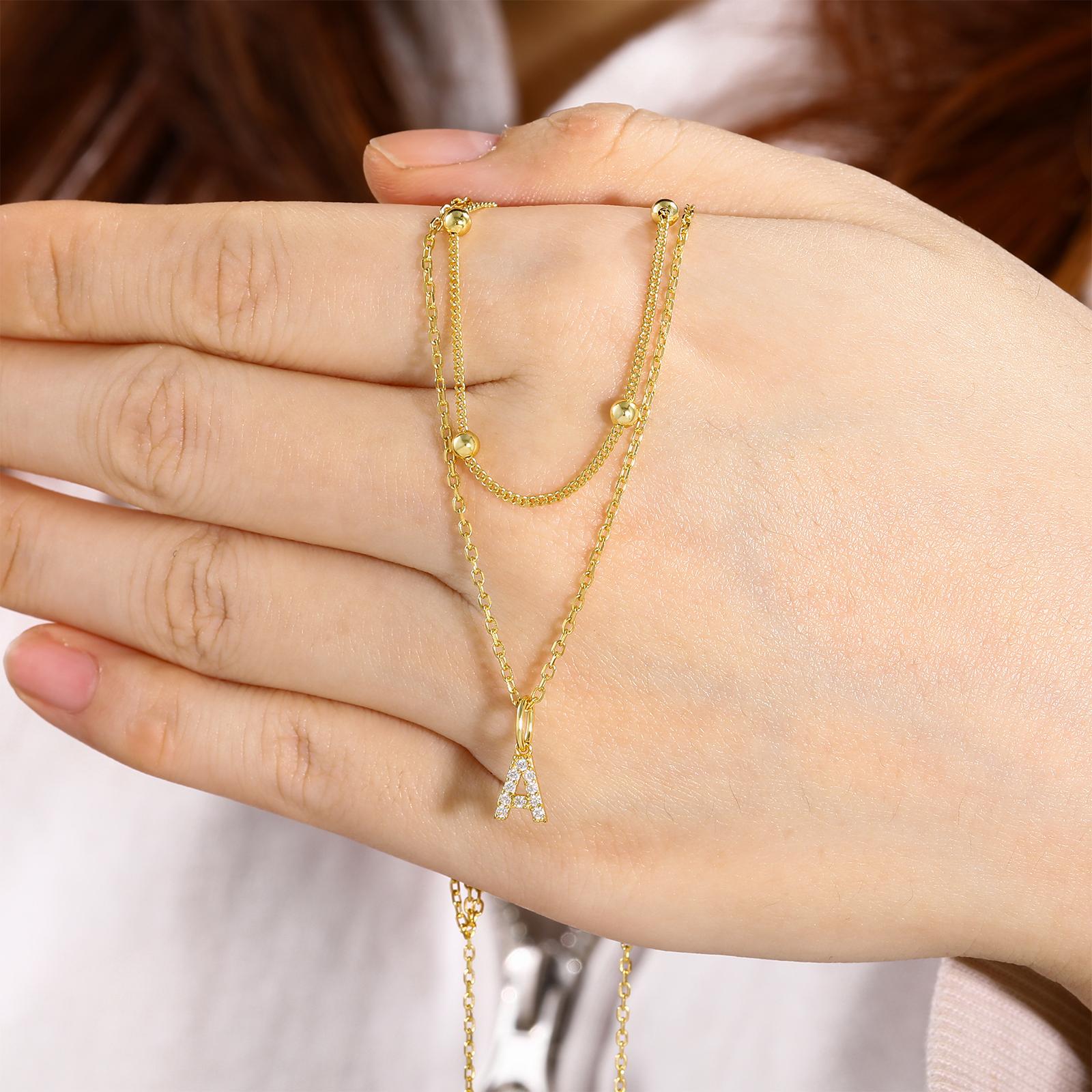 【#P68】 UCCIYO 18K Gold-Plated Minimalist Letter Pendant with Lab-Grown Moissanite S925 Sterling Silver Moissanite Pendant Necklace for Women Men Hip Hop Jewelry Gift