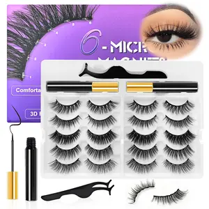 Shinyeen 10 Pairs Cat-Eye Magnetic Lashes With Eyeliner Natural Looking, 3D Magnetic Eyelashes Natural Look With Eyeliner, Fake Eyelashes Magnetic, Eye Lashes Pack Natural Magnetic Eyelashes