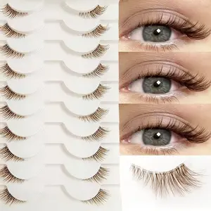 10 Pairs Half Strip False Lashes, Fluffy Lightweight Soft, Natural Look, 3D Fox Fur Style, Reusable, Daily Makeup Use