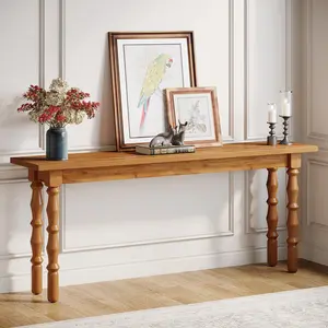 Tribesigns 70.9-Inch Console Table for Entryway with Solid Wood Legs, Narrow Sofa Table Behind Couch