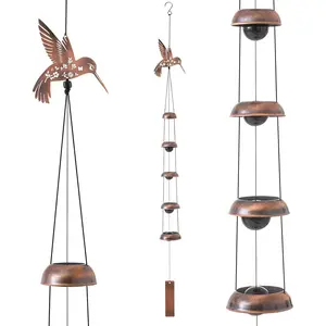 Hummingbird Wind Chimes for Outside Memorial  for Mom Women Grandma, 36" Copper Metal Wind Chime for Garden Front Yard Patio Decor, Sympathy Memorial Housewarming Gifts