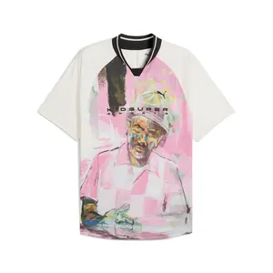 PUMA Mens Ks Graphic V Neck Short Sleeve Replica Jersey Casual - White