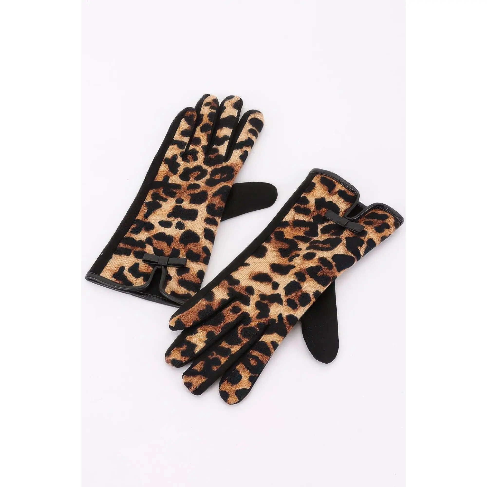 Leopard Print Knitted Gloves