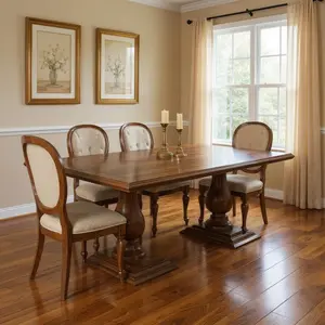 HomeRoots 554334 30 x 75 x 42 in. Dark Brown Wood Double Pedestal Base Dining Table