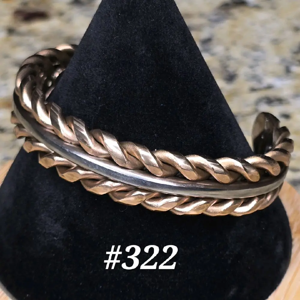 #322 Silicon Bronze SS  6" x 9/16" Cuff Bracelet Handmade Artisan Jewelry Unisex Gift Ready Hand Woven Open Cuff Design Comfortable Daily Wear