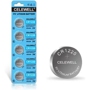 CR1220 5-Pack 3V Lithium Battery 40mAh for LED Light Bracelet Flashlight 5-Year Warranty