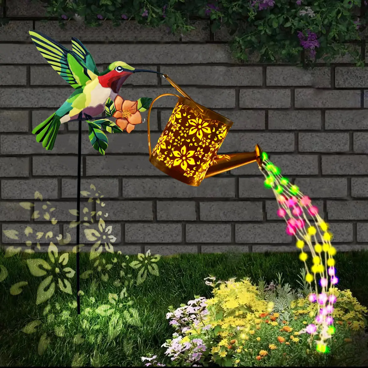 Hummingbird Solar Garden Lights Outdoor Waterproof IP44, Solar Lanterns Hanging Water String Lights, Warm White/colored Outdoor Courtyard Decorative Lights, Suitable for Lawns, Gardens, Porches, Fences, Small Street Lamps And As Gifts