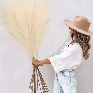 4 Pieces Faux Pampas Grass Decor Tall Artificial Large Pompas Grass Pompous Floral Fluffy Fake Plants Floor Vase Filler for Kitchen Home Boho Decorations