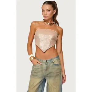 Edikted Women's Sequin Backless Triangle Top