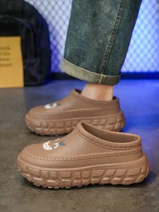 Men's Trendy Grimace Slippers: Retro Brown Color Scheme, Street Style & Lazy Outfit Shoes