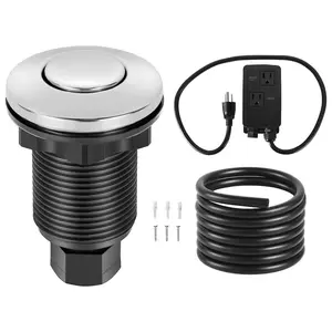 VEVOR Garbage Disposal Air Switch Kit, Dual Outlet Sink Top Air Switch for Food Waste Disposal, 3.5 - inch Long Brushed Silver Stainless Steel ON/OFF Air Button for Granite, Marble, Quartz CountertopsVEVOR Super Brand Day