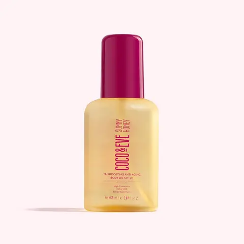 Coco & Eve Sunny Honey Protect Tan Boosting Anti-Aging Body Oil SPF20 - Nourishing & Lightweight Sunscreen with Antioxidants & Peptides, Suitable For All Skin Types