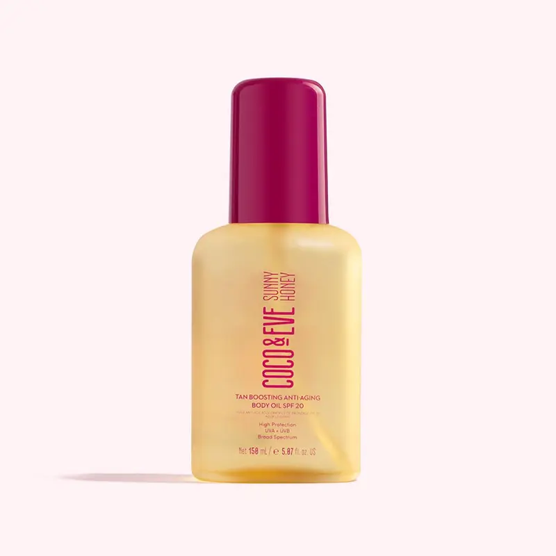 Coco & Eve Sunny Honey Protect Tan Boosting Anti-Aging Body Oil SPF20 - Nourishing, Lightweight Body Care Sunscreen with Antioxidants, Peptides, Vitamins, Watermelon, Moisturizing Benefits, Radiant Glow, Suitable For All Skin Types