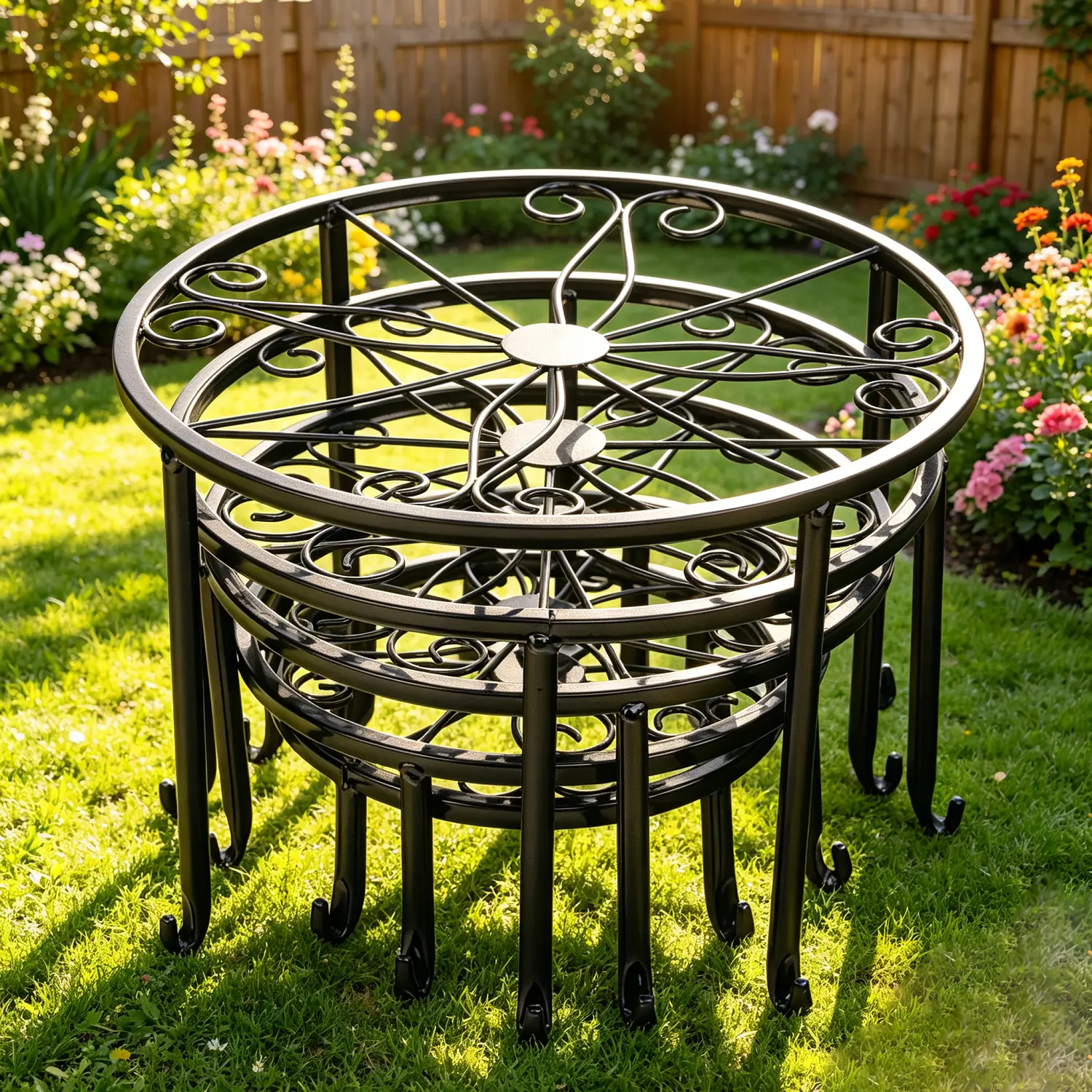 Metal Plant Stand Set, Round Stable Flower Shelf in 5 Sizes 17–28cm, Heavy Duty Decorative Flower Rack for Indoor Outdoor Use easter basket Cordless Travel Vacuum Bag Set privacy pouch Frosted Acrylic Wedding Card Box house organizers wash rack