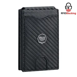 Royal Bagger Men's Carbon Fiber Wallet - Quick-Access RFID Blocking with 12 Card Slots & ID Window