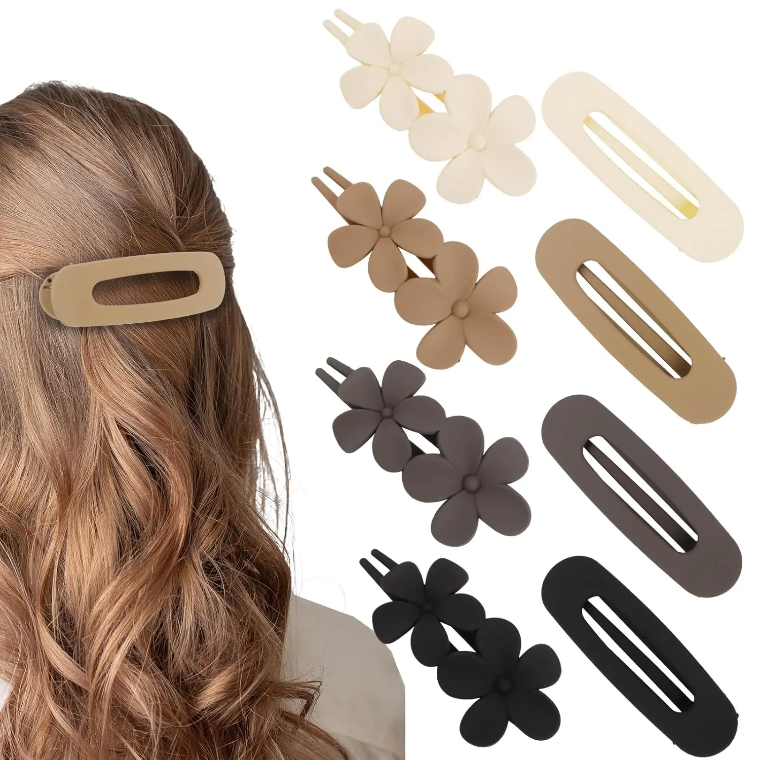 12pcs Duckbill Clip Female Back Head Flat Claw Clips,Shark Clip Flat Oval Duck Clip Princess Hair Grasp french Hairpins,Suitable for Thin Thick Hair,Matte Large,clavicular head clip,Fixation No Slipping Multicolor,Teacher appreciation gifts