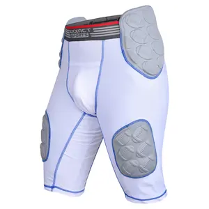 Exxact Sports Touchdown 5-Pad Adult Football Girdle for Men with Cup Pocket, Lightweight Padded Compression Shorts with Integrated Hip, Thigh, Tailbone Pads, Men's Girdle Football