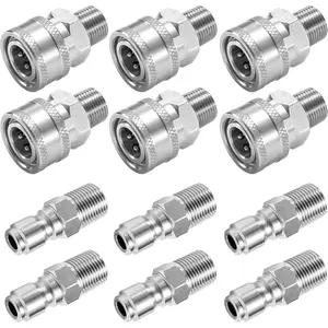 Pressure Washer Adapter Set, Stainless Steel External Thread Quick Connector Kit  Male Thread Quick Connect Hose Fittings