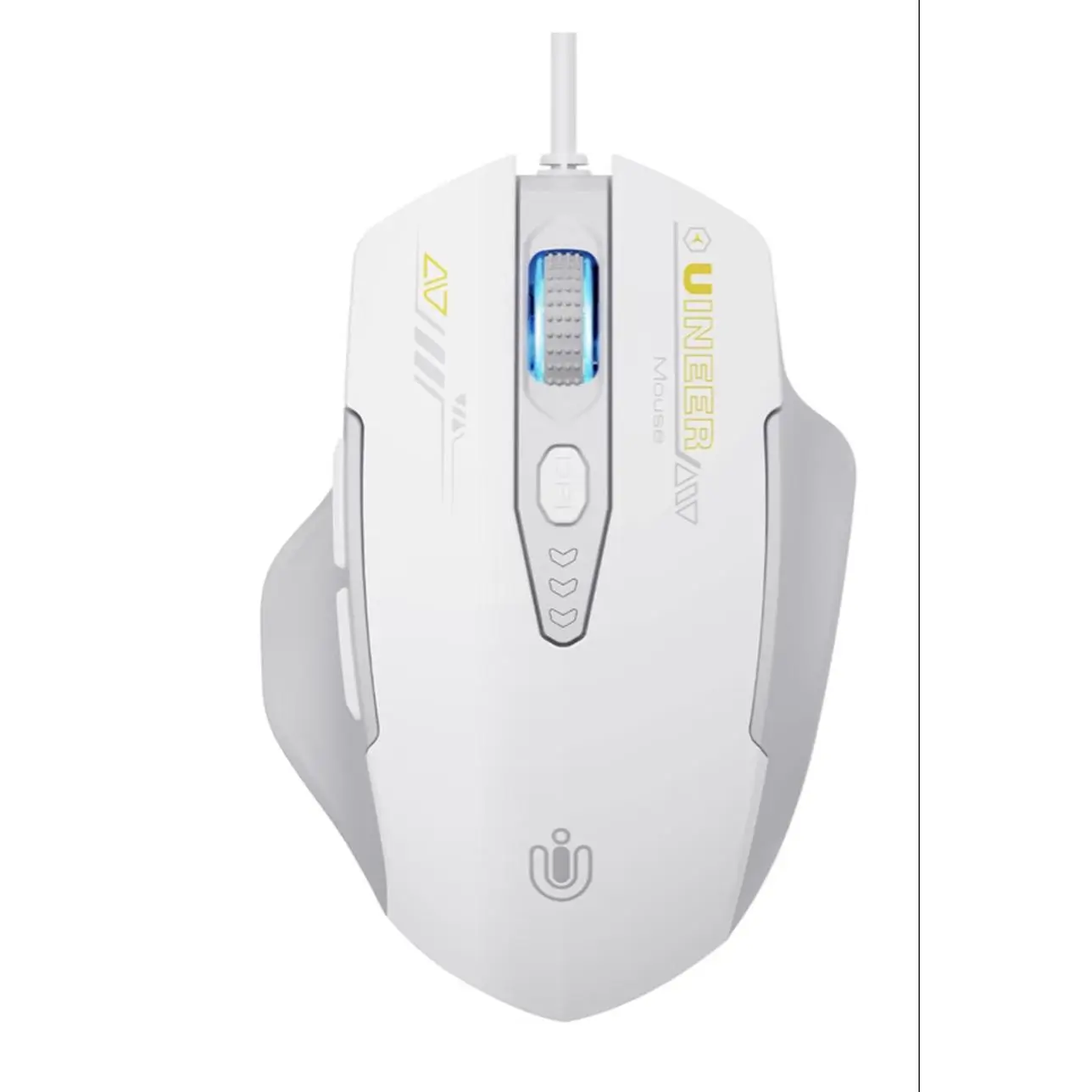 Uineer Wired Mouse, USB-A Computer Mouse with 6 Buttons,Adjustable Plug-and-play USB-A wired connection with 6 programmable buttons, 7200 DPI and a 1.5 m cable. White Color