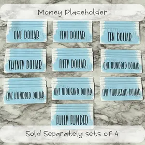 Laminated Placeholder Color Blue | Sets of 4 | Fits A6 Envelopes | Placeholder From One Dollar to Fully Funded | Physical Product |