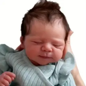 Newborn Baby Doll Soft Touch Cloth Body Wearable Reborn Doll Cute 3D Hand Painted Realistic Skin Sleeping Newborn Doll Christmas Birthday Gift