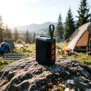 Mini Portable Wireless Bluetooth Speaker Black IPX5 Waterproof 360° Surround Stereo Sound TWS Interconnection Mode Long Battery Life for Home Party Outdoor Travel Smartphone Audio