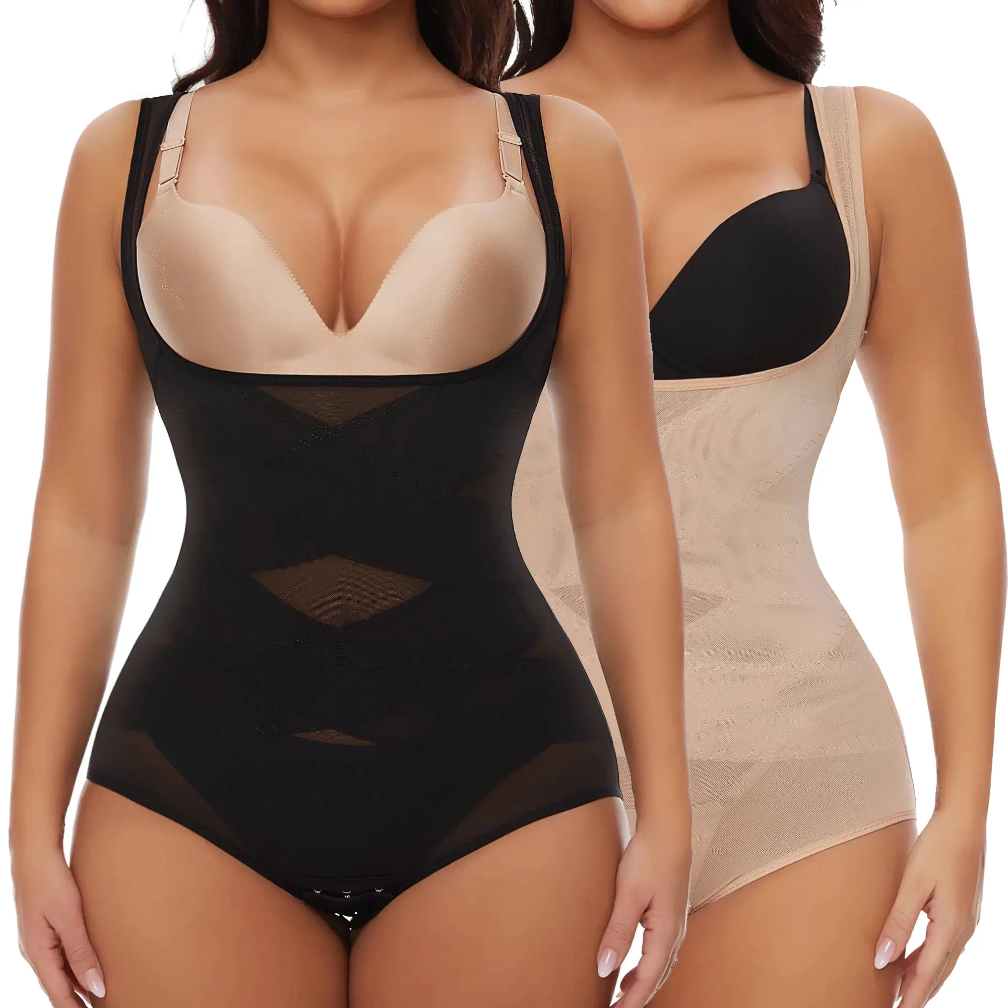 Women's Plus Size Faja Body Shaper - Solid Knit Tank Bodysuit for Tummy Control, Waist Training, and Butt Lifting Compression, Fabric, Lady, Waist Trainers