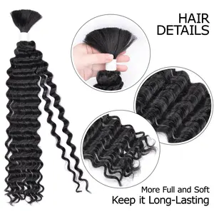 VITORISH Boho Braiding Hair for Women 20 Inch Bend Synthetic Loose Wave 3 Packs Bulk Curly Hair 1B Heat Resistant Easy Install Premium Material Complete Accessories