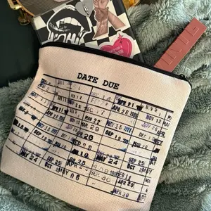 Library Due Date Catch All Zippered E-reader Makeup Bag
