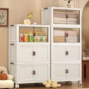 3/4 layer, foldable and stackable storage box with lid, closet organizer and storage space, suitable for kitchen, living room, bathroom