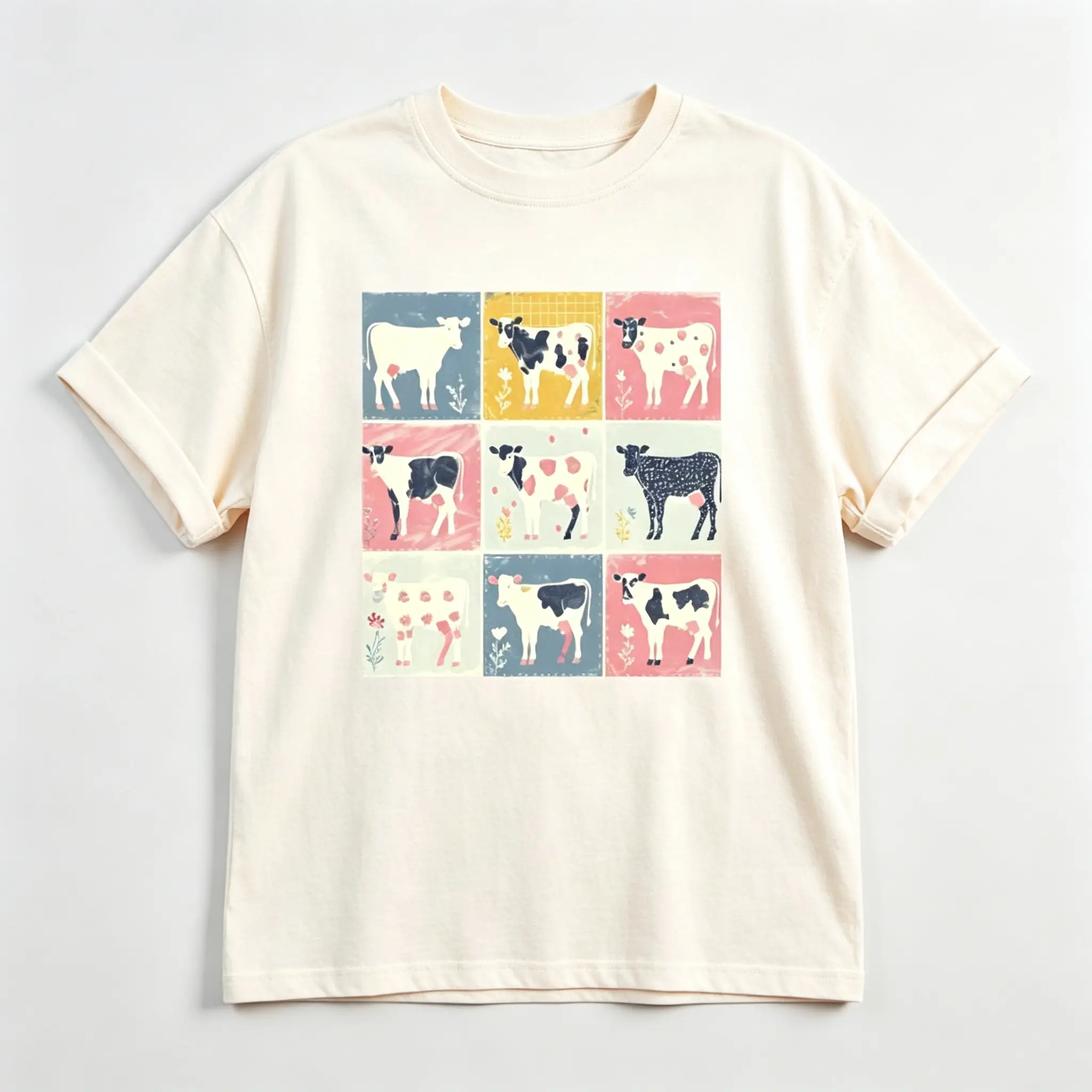100% Cotton Cows Patchwork Shirt, Cows  Shirt, Cow Shirt, Cow Lover Shirt, Cow Lover Gift, Homestead Shirt, Cows T-Shirt