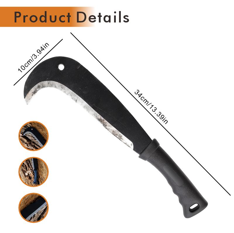 Weeding Sickle Machete Knife Brush ClearingHand Sickle Garden Tool with Carbon Steel ThickBlade Gardening Machete for Yard Work