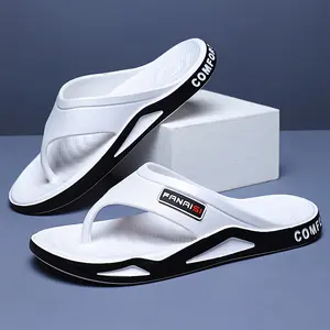 FANASI Men's Comfortable Flip Flops with Arch Support Lightweight EVA Sole Thong Sandals for Beach Pool Outdoor Indoor Casual Wear Fashionable Slippers Footwear Black