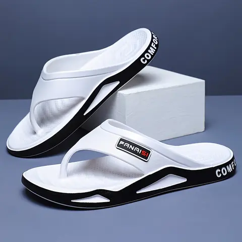 FANASI Men's Comfortable Flip Flops with Arch Support Lightweight EVA Sole Thong Sandals for Beach Pool Outdoor Indoor Casual Wear Fashionable Slippers Footwear Black