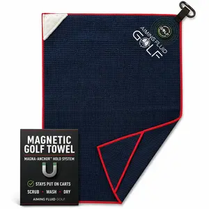 Aiming Fluid Magnetic Golf Towel - Scrub Pad with Magna-Anchor Magnet - Absorbent Microfiber - Golf Gift in Wash Pocket
