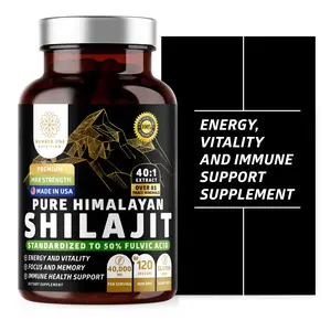 Pure Himalayan Shilajit Supplement for Men and Women, [40,000MG, Max Strength] Contains 50% Fulvic Acid with Over 85 Trace Minerals to Support Energy, Brain and Immunity, 120 Veg Caps