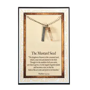 Mustard Seed Chain Jewelry Necklaces with 1 1/4" Glass Bottle Charm & Scripture Card - 12 Pcs, Meaningful Gifts for Daily Wear