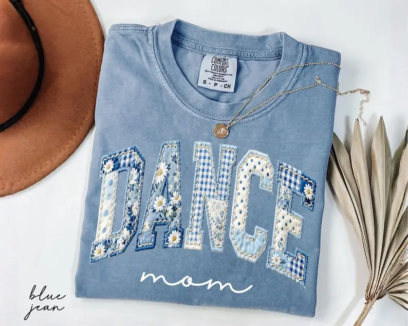 Comfort Colors Dance Mom Shirt, Floral Faux Patchwork Dance Mama Shirt, Dance Competition Team Gift, Ballet Mom Tee Gift,Gift for Dance Mom