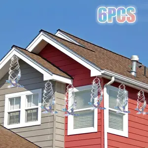 HOMEYA 6PCS Hausse Bird Repellent, Spiral Reflectors Silver Mylar Spinner, Hanging Reflective Bird Deterrent Device, Garden Decorative Scare Birds Away, Like Woodpeckers, Pigeons and Geese Outdoor