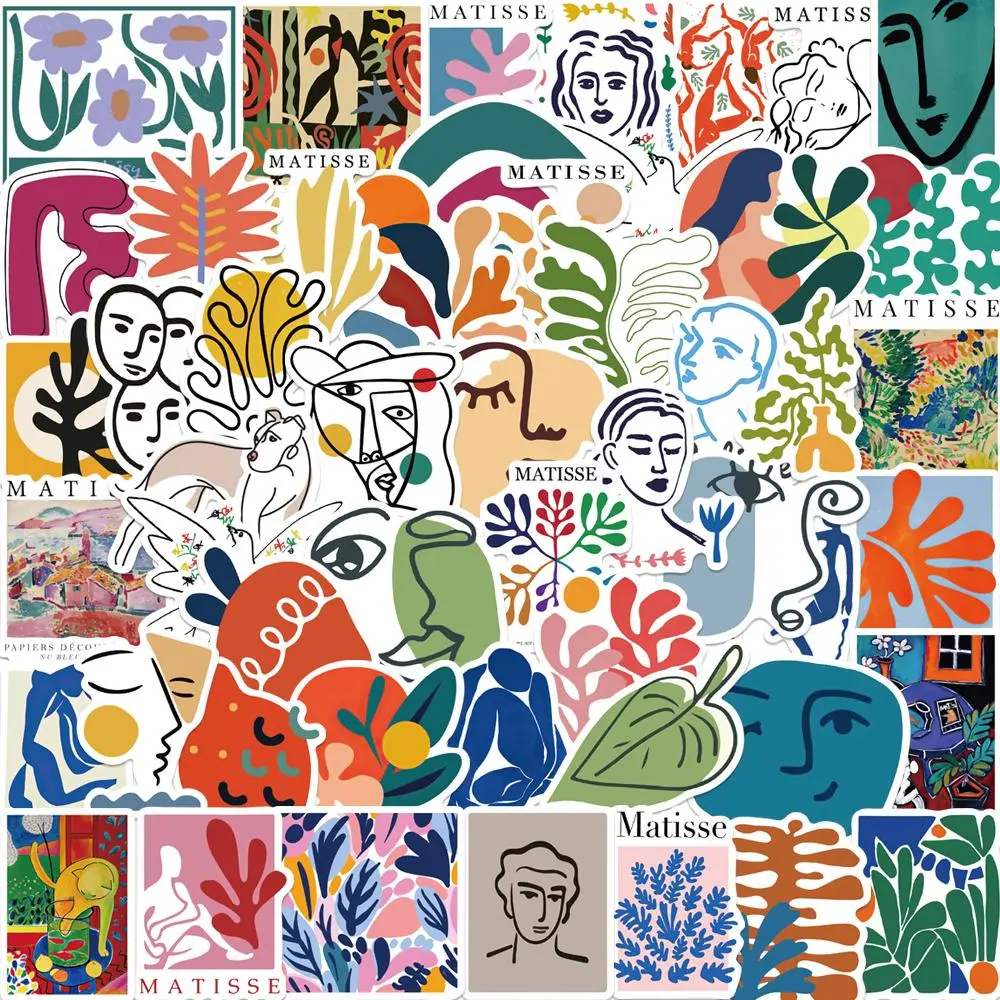 Matisse Style Sticker, 50/1000pcs/set Abstract Art Sticker Sheets, Decorative Graphic Decal Sticker for Phone Case, Water Bottle, Room, Diary, Notebook, DIY Waterproof Sticker, Ornaments, Accessories